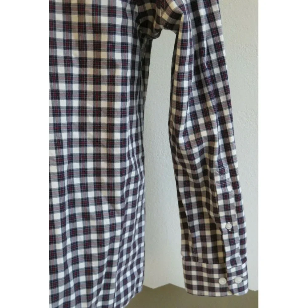 Mens Duluth Trading Long Sleeve Button Front Plaid Shirt Size M Plaid Blue White